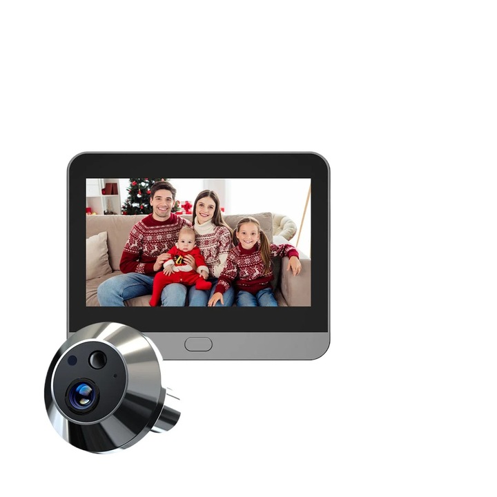 Камера за врата WiFi, Видео шпионка за врата 64GB, 3MP HD, 10,9 см екран, нощно виждане, двупосочно аудио, отдалечен достъп чрез приложение