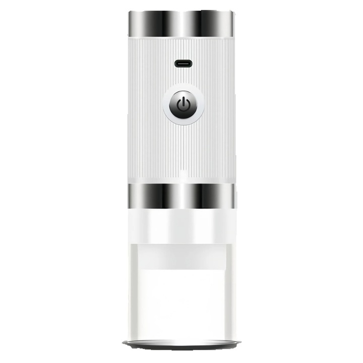 Rasnita de cafea, Electrica portabila fara fir, Mecanism ceramic, Baterie 1200 mAh, Incarcare USB‑C, Alb