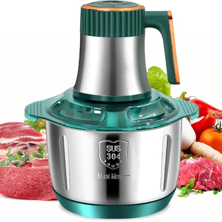 Мултифункционална месомелачка, Електрически кухненски робот, Капацитет 5 L, 5 скорости, 500 W, Спирален нож с 6 остриета, 220 V