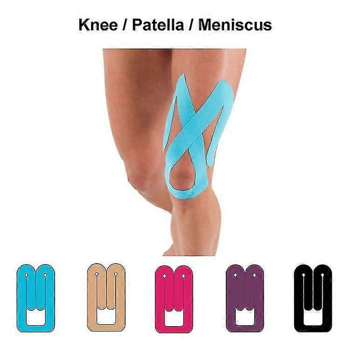 Kinesio szalag előre vágott, 10 db, fekete, 5x20cm, rugalmas, légáteresztő