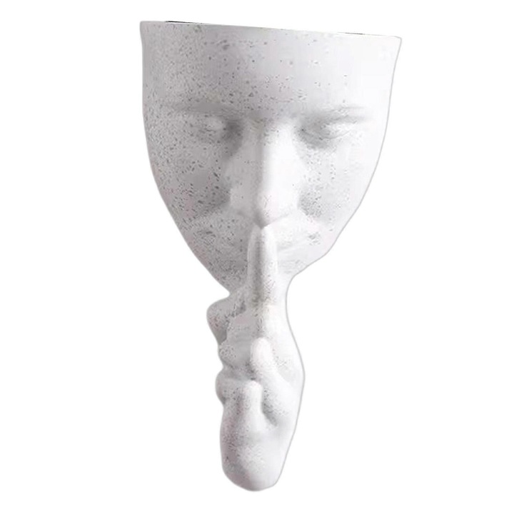 Ghiveci plastic decorativ, alb-bej, 16x9x6.2cm