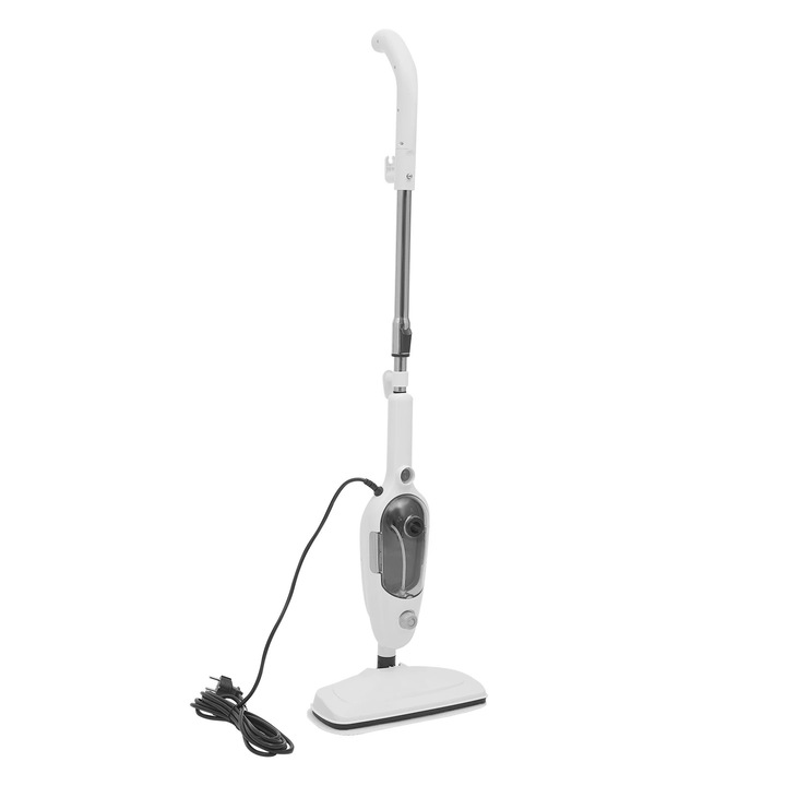 Mop cu abur 10 in 1, Aparat multifunctional de curatat cu abur, Pentru podele dure, geamuri si mobilier, Puternic 220–240V, Curatare in profunzime, Cap rotativ, Greutate redusa, ABS rezistent la socuri, Alb