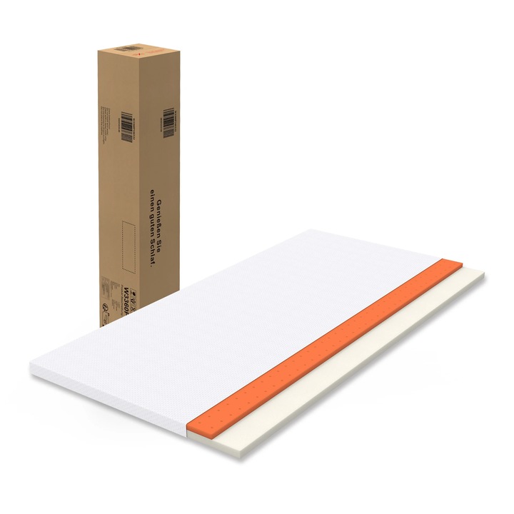 Saltea confort H3, saltea spuma, fermitate medie, certificare Oeko-Tex, lavabila, inaltime 20 cm, spuma portocalie