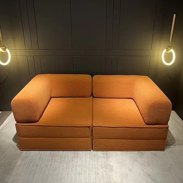 L-alakú sarokkanapé, Kinyitható kanapé 205x100x70 cm, Modern stílus, Kender szövet anyag, Levehető huzat, Vákuumtömörítés, EU raktárról 5-7 napos szállítás, Barna