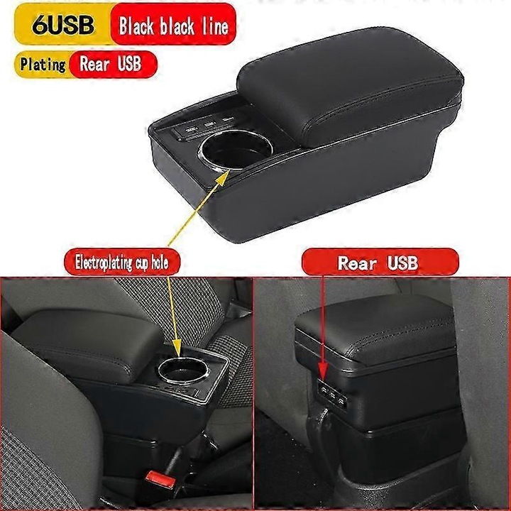 Autós kartámasz Suzuki Liana A6, kartámasz, fekete, 32x15x15cm, 6 USB