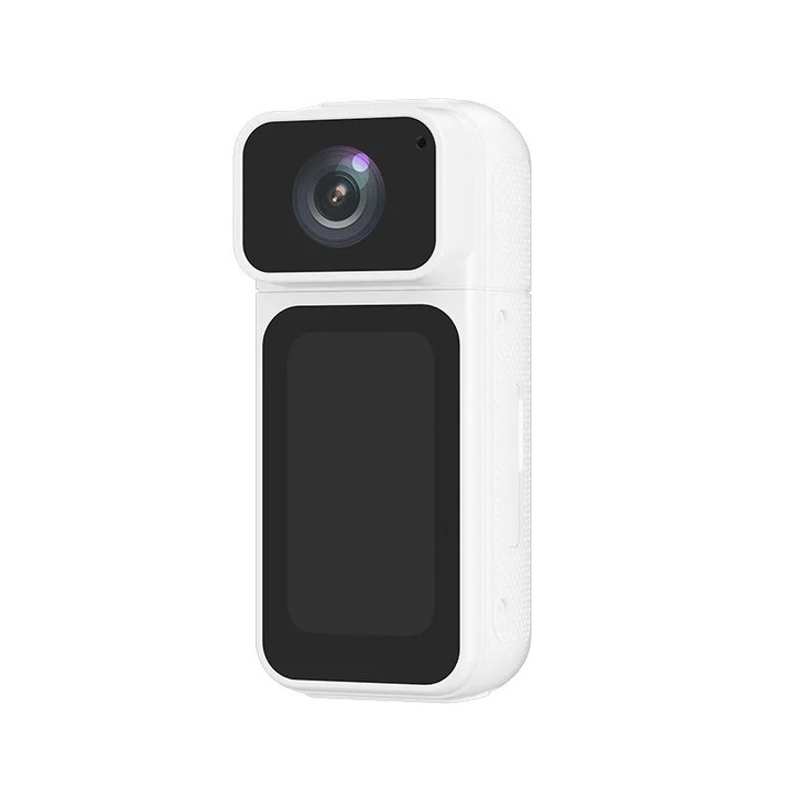 Camera sport HD, Mini action cam, 1080p 60 fps, Stabilizare anti-tremur, Guler magnetic, Detectie miscare, Ecran 3, 7 cm, 64 GB, Alb