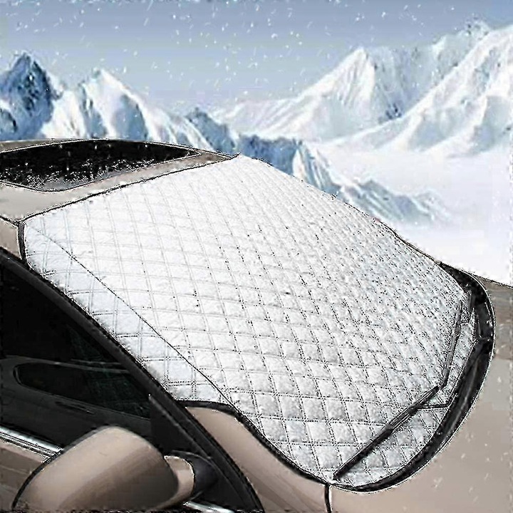 Husa parbriz auto, protectie grosime mare, rezistenta la zapada si soare, argintiu, 140x90cm