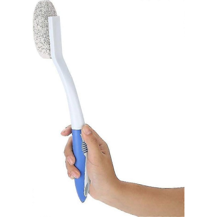 Perie pentru picioare cu maner lung, piatra ponce, ergonomic, antiderapant, 35cm