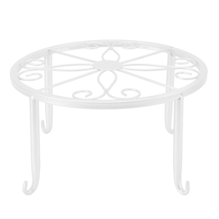 Suport ghiveci podea fier alb 22x22x12cm simplu