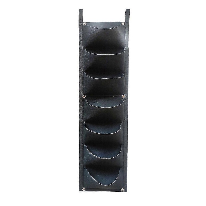 Sac de plantare vertical, 7 buzunare, negru, 65x28cm