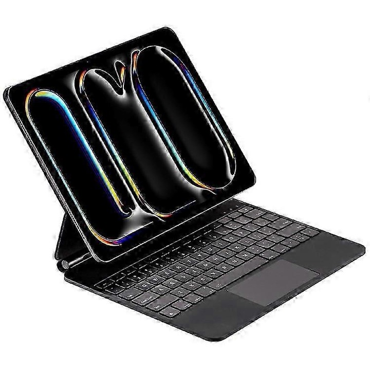 Husa tastatura Bluetooth cu touchpad, piele PU, negru, 13 inch