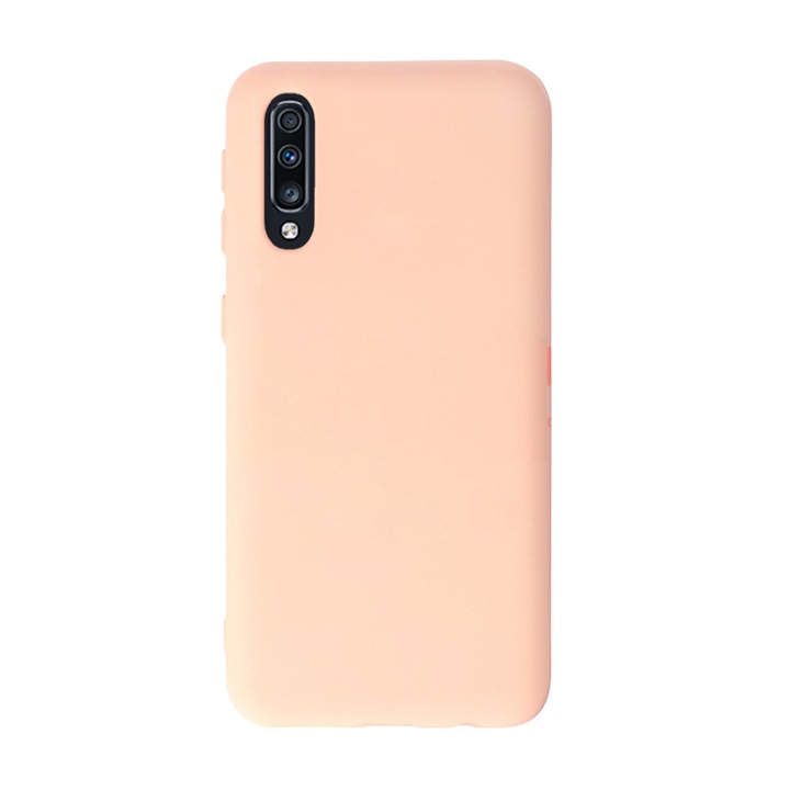 Safe Flex tok Samsung Galaxy A70/ A70s készülékhez, Comando Fonix, Vékony rugalmas kialakítás, Mikroszálas belső bélés, Ütésálló, Puha szilikon, Matt felületű textúra, Tapadásmentes, Púder rózsaszín