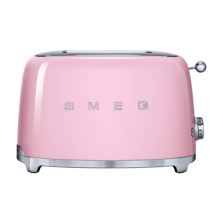 Smeg tsf01pkuk 2rebanada (E) 950W roz, prajitor de paine (2 bucati (S), roz, otel inoxidabil, butoane, rotatie, 950W, 220-240)