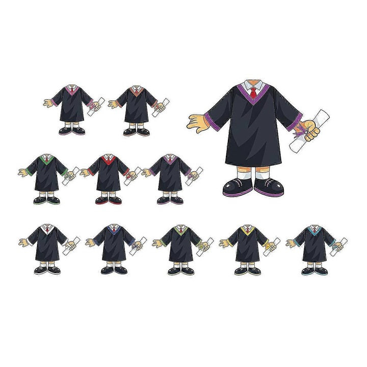 Set 10 stickere decorative, tema robe absolvire, multicolor, 16.5x13.5cm