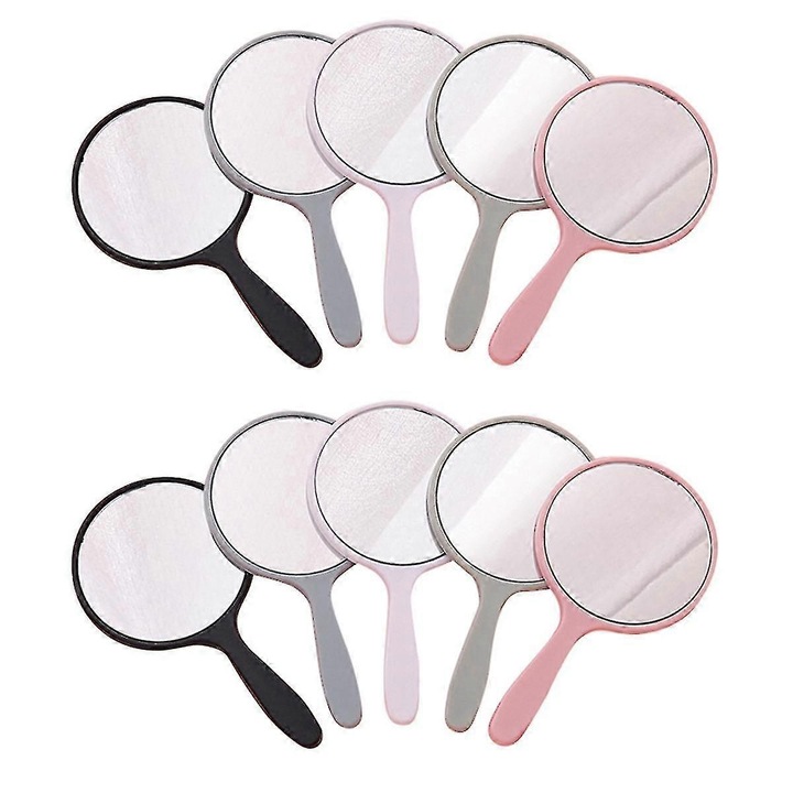 Set 10 oglinzi cosmetice portabile, rotunde, multicolor, 10x5cm