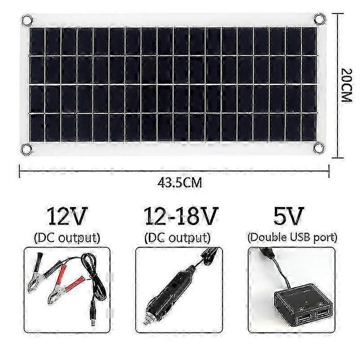 Panou solar flexibil 1000W 43x20cm USB dual port multicolor set