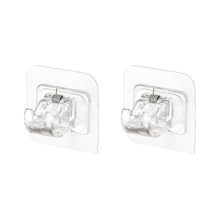 Suporturi autoadezive pentru bara perdea, set 2 buc, alb-negru, 6x4.5x4cm