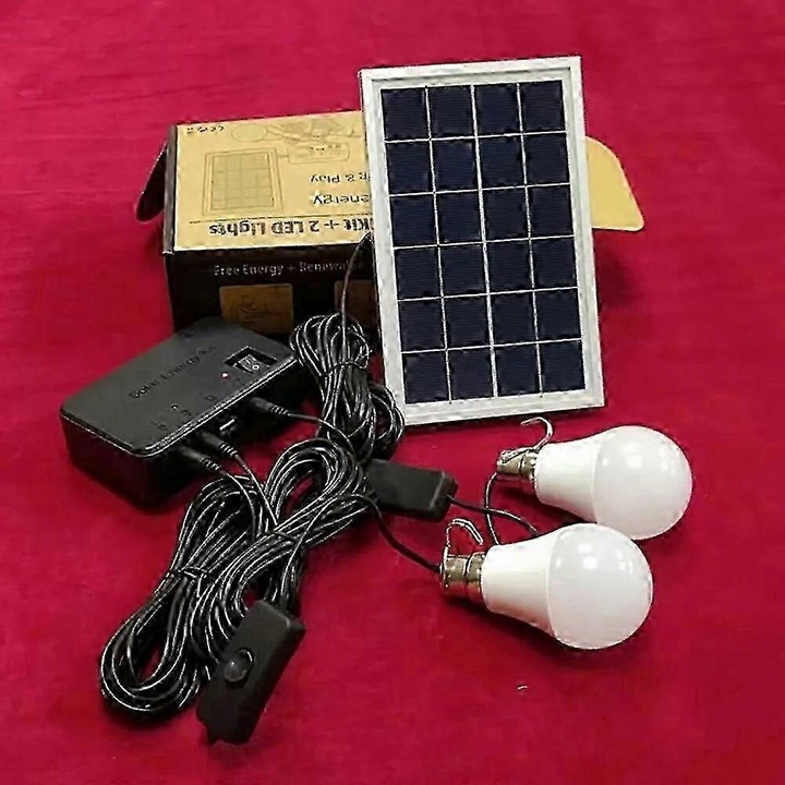 Sistem Iluminat Solar Portabil Camping 6000mAh Negru 3Wx6V