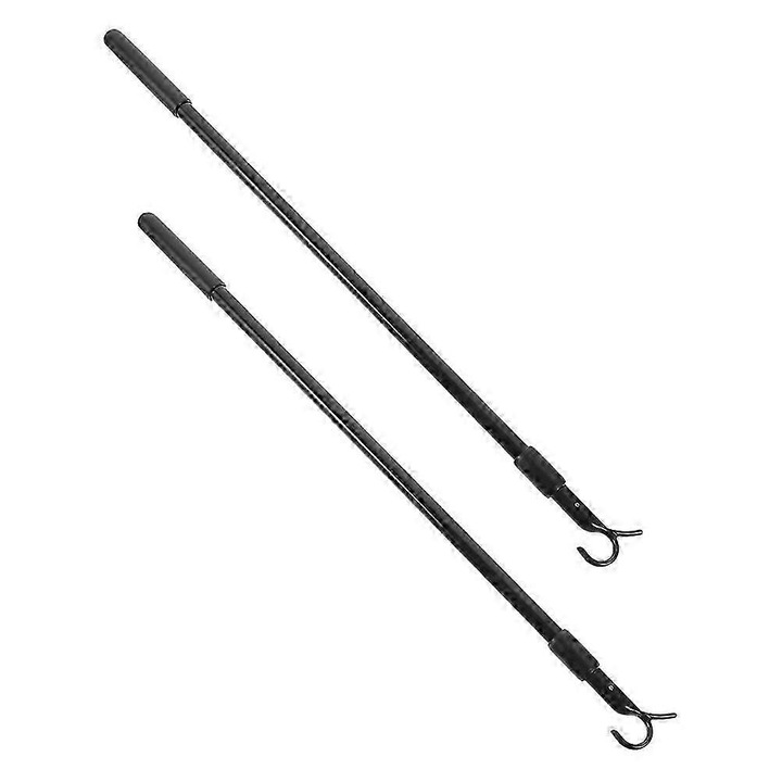Set 2 tije pentru perdele, aluminiu, negru, 35.7x3x1cm, telescopic