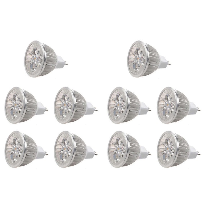 10 db LED MR16 izzó készlet, 4W, meleg fehér, 5x5x5.5cm