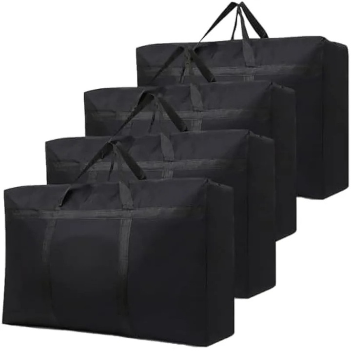 4 db vízálló tárolózsák készlet, 120L, fekete, 90x48x28cm
