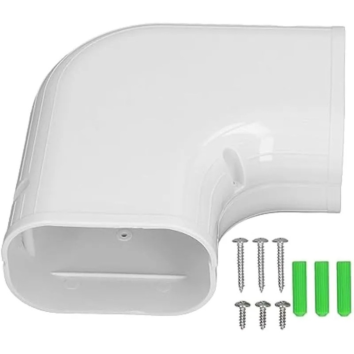 Lapos könyök légkondicionáló csőhöz, PVC, fehér, 13x4.3cm