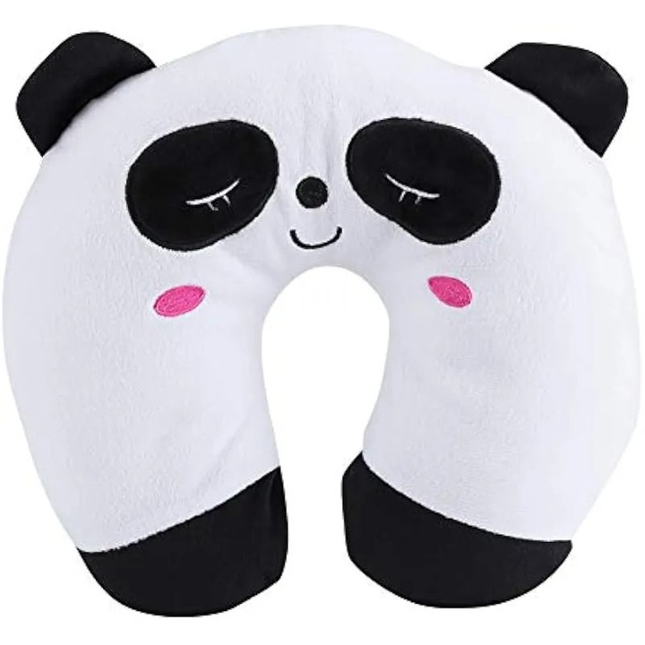 U alakú utazópárna, puha, PP pamut töltet, panda mintás, 30x25cm