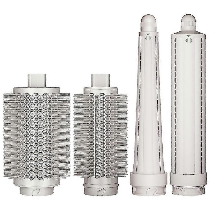 Set accesorii pentru coafat, perie rotunda volumizanta si tuburi ondulare, 4 piese, negru, compatibil HD400