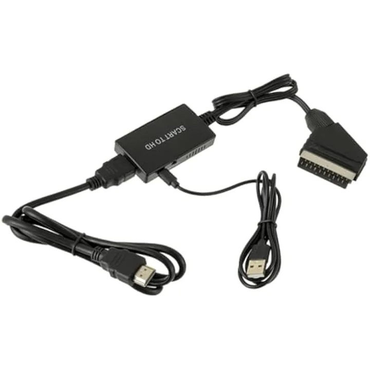 Scart HDMI átalakító 720p 1080p, fekete, kompakt