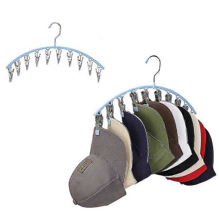 Suport palarii cu 10 cleme, organizator pentru sepci, negru, 43x25cm