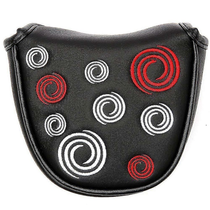 Golf putter fejvédő, PU bőr, fekete, 14x12cm