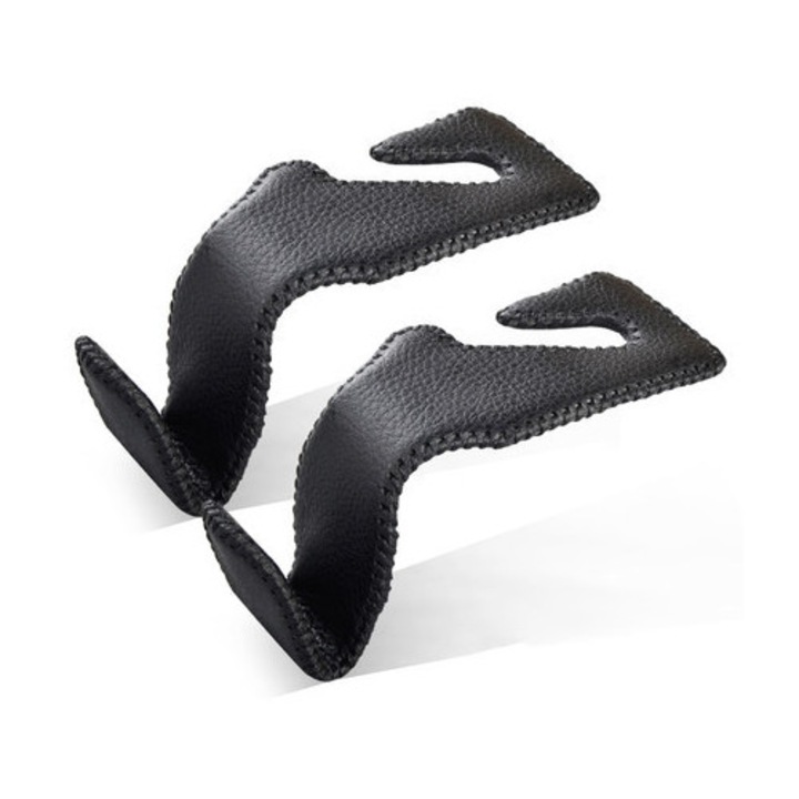 Suporturi auto HERUSI, carlige din piele neagra, set 2 buc, 10x5cm