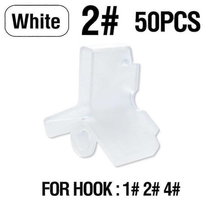 Set 50 capace protectie carlige triple, plastic alb, 2.2x1.4cm/1.7x1.25cm/1.55x1.2cm