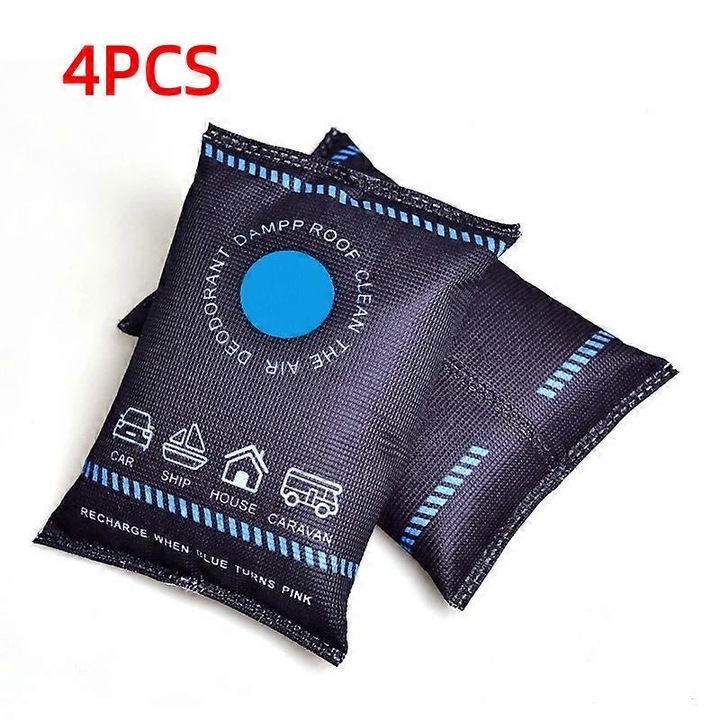 Set 4 pungi absorbante umiditate auto reutilizabile, portabile, 9x16x2cm, silicon
