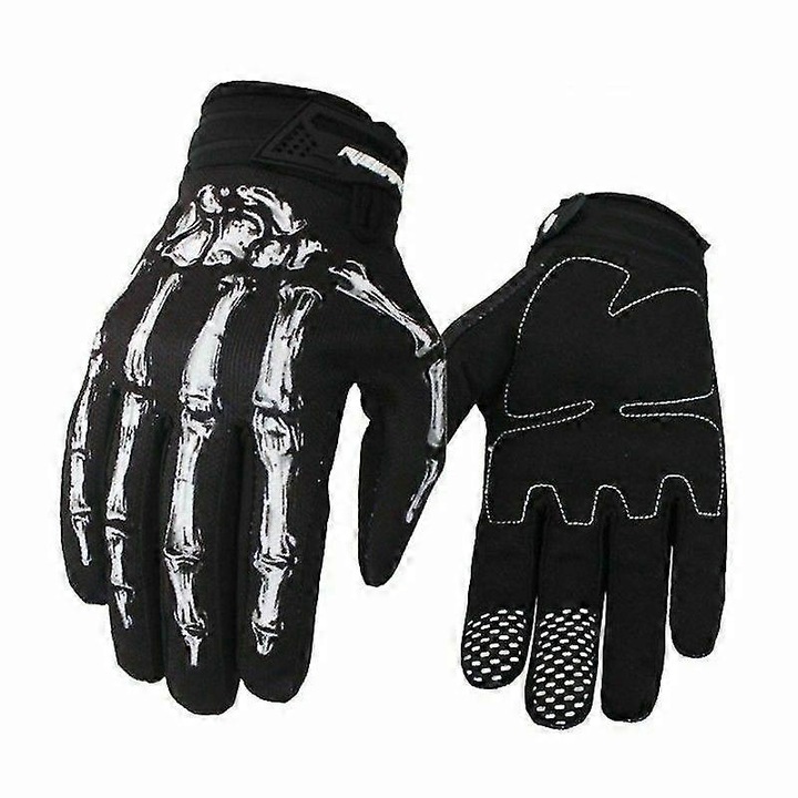 Manusi ciclism schelet, negru-verde, S-XL, full finger, antiderapante