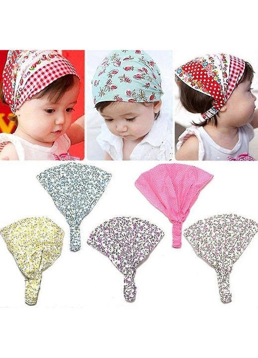 Set 3 bentite copii, material textil, model floral, multicolor, 1-3 ani