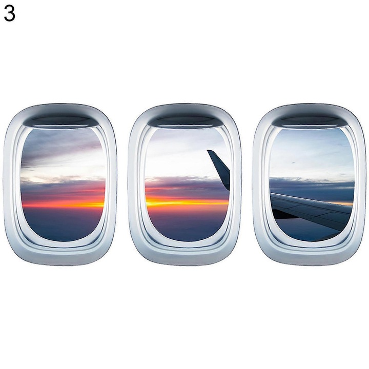 Set 3 stickere de perete avion, multicolor, 35x50cm