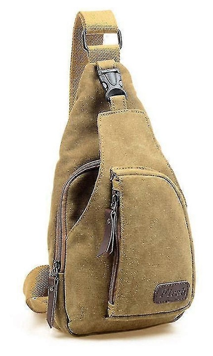 Férfi válltáska, vászon, khaki, 17x10x30cm