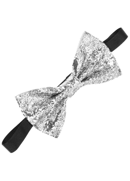 Állítható csokornyakkendő bőr és ezüst textil anyag 12x7x1.5cm