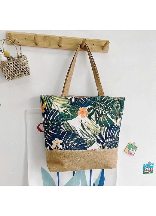 Geanta plaja din panza, design nautic, impermeabila, 40x35cm