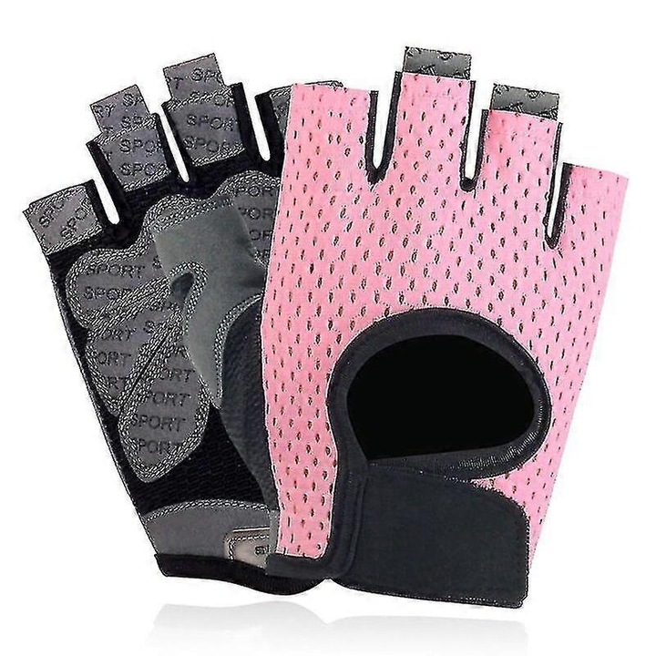 Manusi fitness femei, marimi S M L, roz, 17x14cm 19x14cm 21x14cm, antiderapante, respirabile