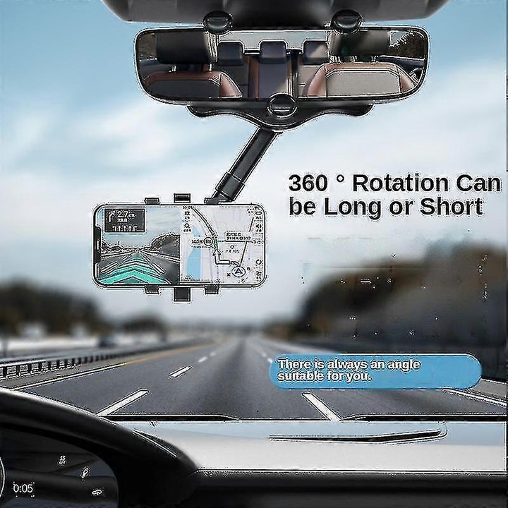 Univerzális autós telefontartó, 360 fokban forgatható, fekete, műanyag