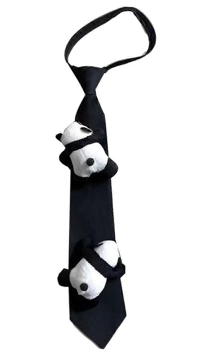 Cravata panda, material poliester, 26cm, unisex, multicolor