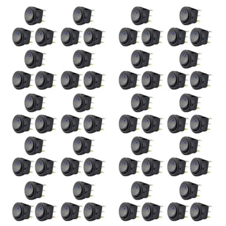 Set 60 comutatoare basculante LED 12V 20A, alb, universal