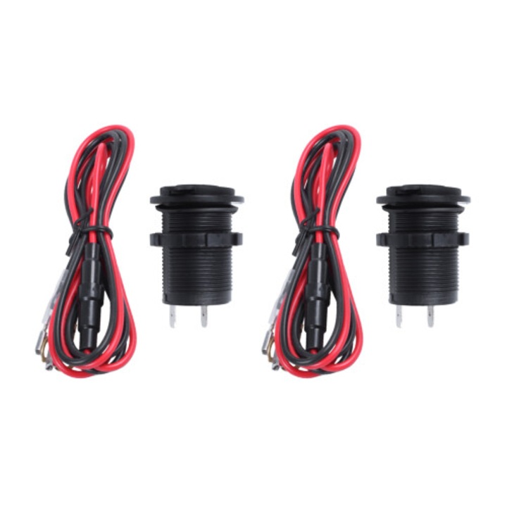 Priza dubla bricheta auto 12V 24V cablu 60cm