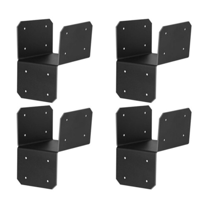 Set 4 conectori ancora negri pentru stalp 4x4, 18 gauge, accesorii lemn