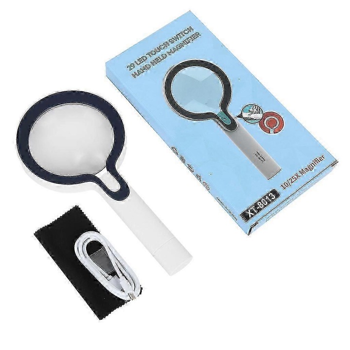 Lupa cu lumina LED, marire 5-10X, albastru, 27x14x3cm