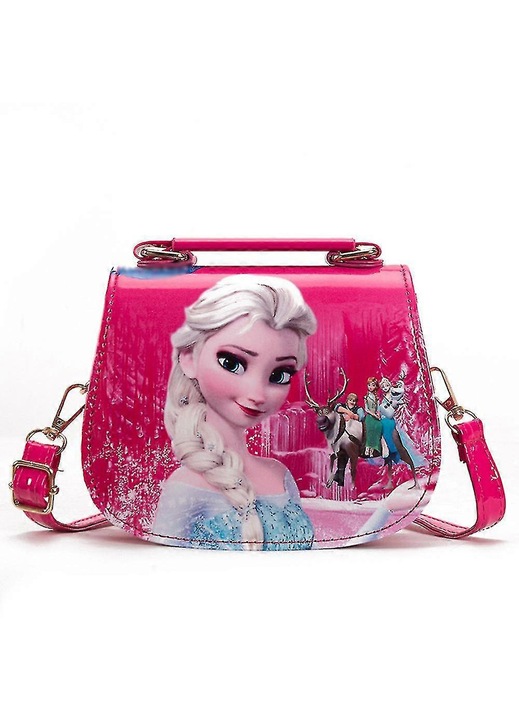 Geanta copii umar Frozen Elsa roz rosu 16x7x13cm impermeabila