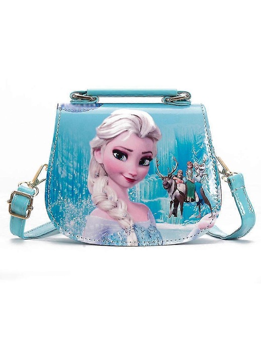 Geanta copii Frozen Elsa albastru 16x7x13cm impermeabila