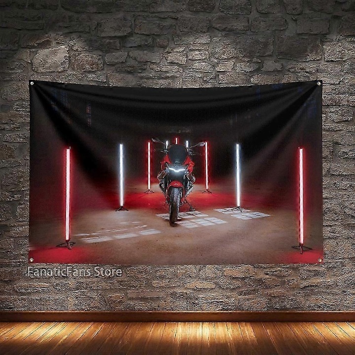 Moto Guzzi motorkerékpár dekoratív zászló, digitálisan nyomtatott poliészter, 120x180cm, többszínű